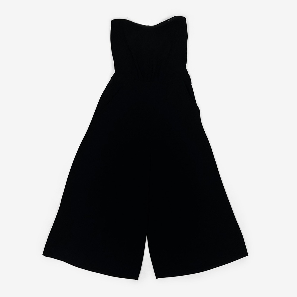 Elizabeth and James Strapless Jumpsuit Size 2 Black Cropped Wide Leg Minimalist